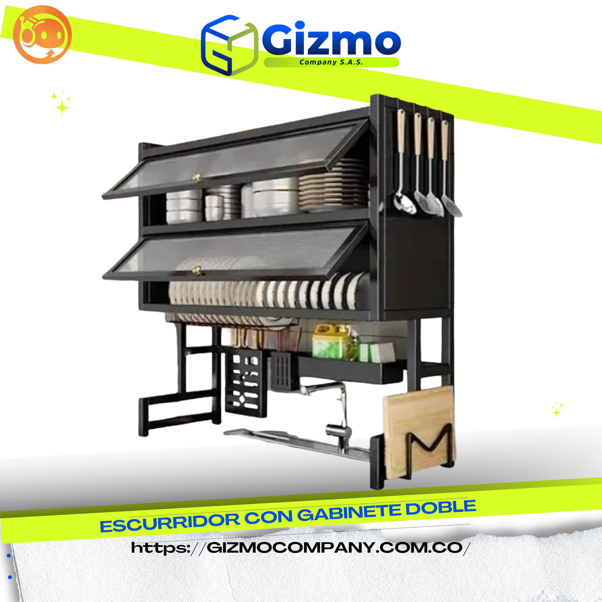 Escurridor Estante con Gabinete Doble 65